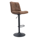 Set of 2, Hight Adjustable Upholstered Swivel Barstools with Ergonomic Backrest, Footrest and Black Metal Leg