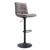 Set of 2, Hight Adjustable Upholstered Swivel Barstools with Ergonomic Backrest, Footrest and Black Metal Leg