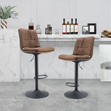 Set of 2, Hight Adjustable Upholstered Swivel Barstools with Ergonomic Backrest, Footrest and Black Metal Leg
