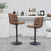 Set of 2, Hight Adjustable Upholstered Swivel Barstools with Ergonomic Backrest, Footrest and Black Metal Leg