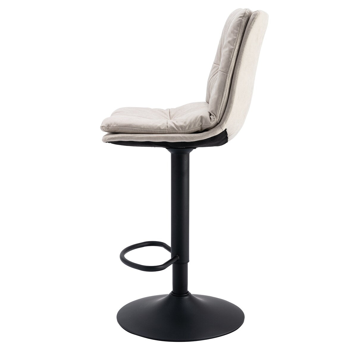 Set of 2, Hight Adjustable Upholstered Swivel Barstools with Ergonomic Backrest, Footrest and Black Metal Leg