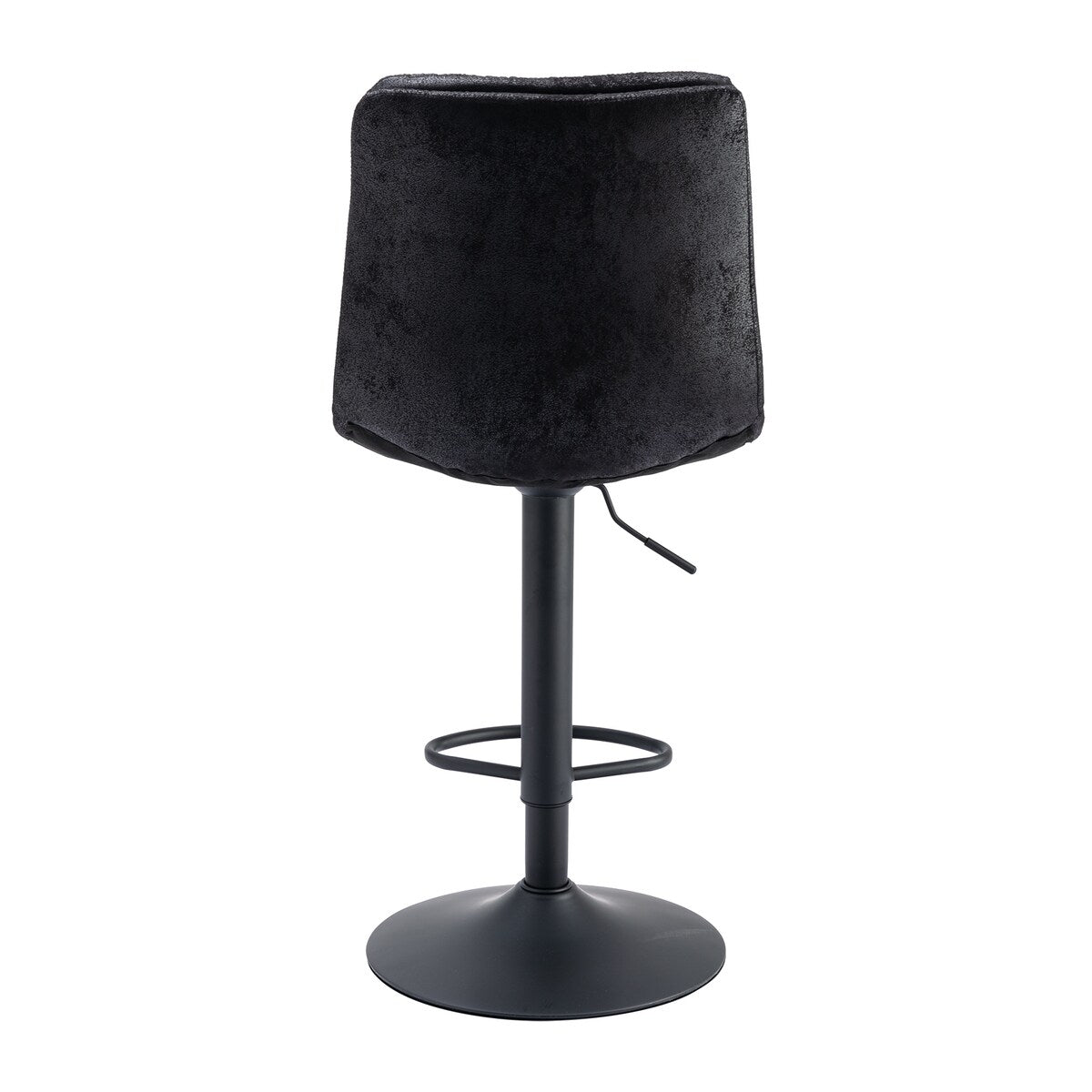 Set of 2, Hight Adjustable Upholstered Swivel Barstools with Ergonomic Backrest, Footrest and Black Metal Leg