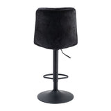 Set of 2, Hight Adjustable Upholstered Swivel Barstools with Ergonomic Backrest, Footrest and Black Metal Leg