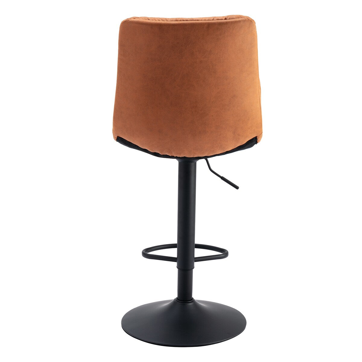 Set of 2, Hight Adjustable Upholstered Swivel Barstools with Ergonomic Backrest, Footrest and Black Metal Leg