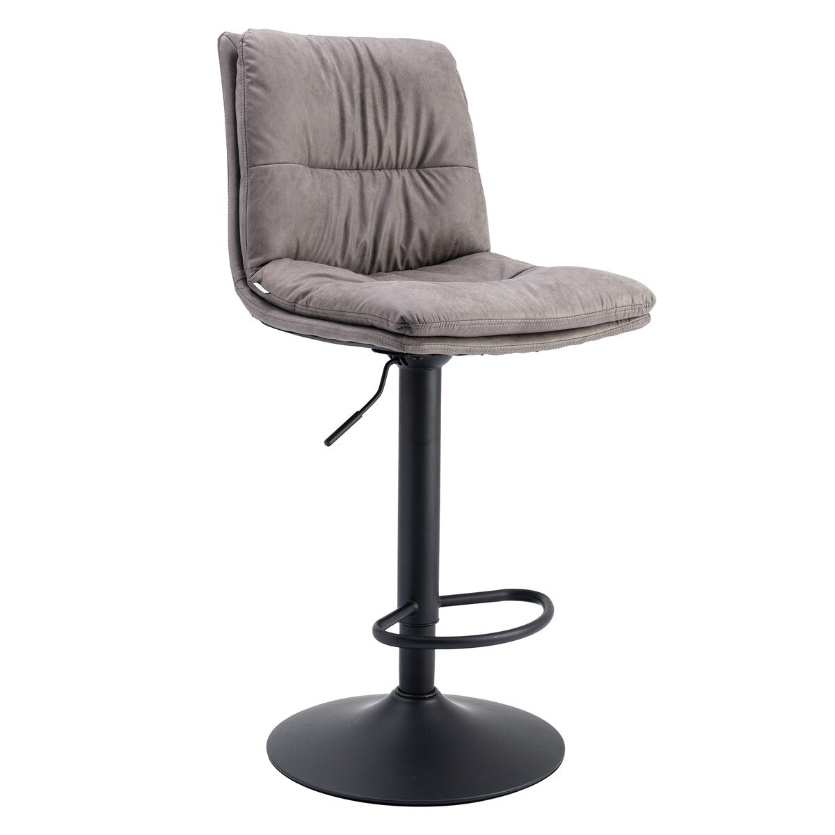 Set of 2, Hight Adjustable Upholstered Swivel Barstools with Ergonomic Backrest, Footrest and Black Metal Leg