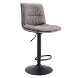 Set of 2, Hight Adjustable Upholstered Swivel Barstools with Ergonomic Backrest, Footrest and Black Metal Leg