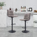 Set of 2, Hight Adjustable Upholstered Swivel Barstools with Ergonomic Backrest, Footrest and Black Metal Leg
