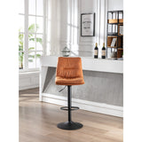 Set of 2, Hight Adjustable Upholstered Swivel Barstools with Ergonomic Backrest, Footrest and Black Metal Leg