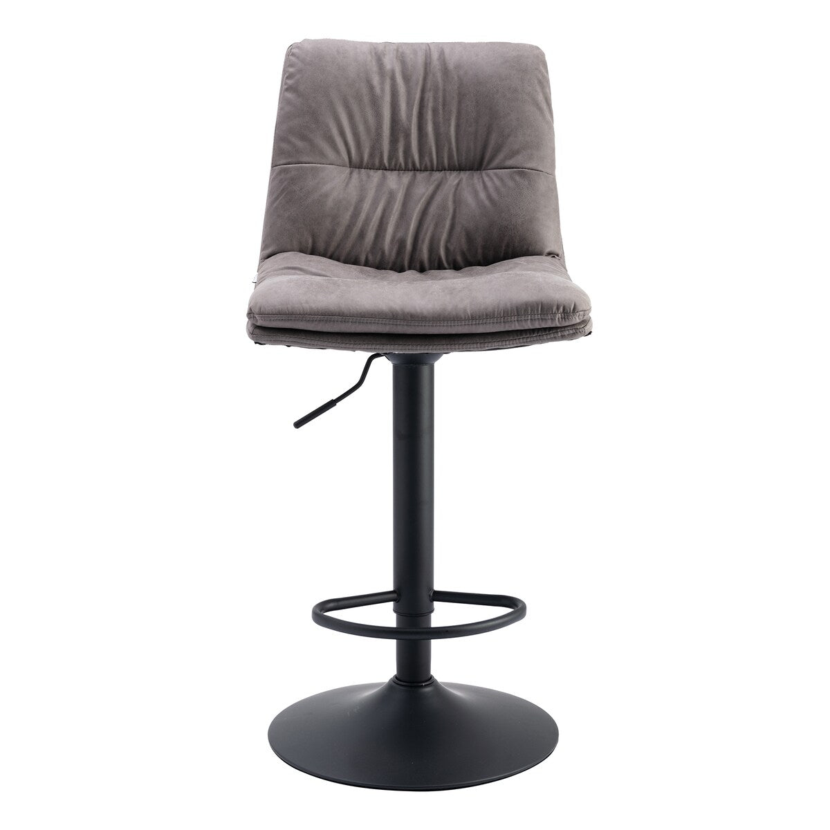 Set of 2, Hight Adjustable Upholstered Swivel Barstools with Ergonomic Backrest, Footrest and Black Metal Leg