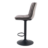 Set of 2, Hight Adjustable Upholstered Swivel Barstools with Ergonomic Backrest, Footrest and Black Metal Leg