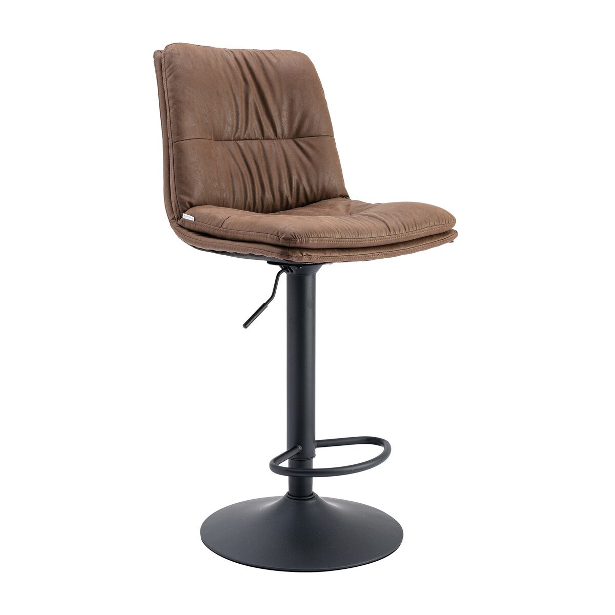 Set of 2, Hight Adjustable Upholstered Swivel Barstools with Ergonomic Backrest, Footrest and Black Metal Leg