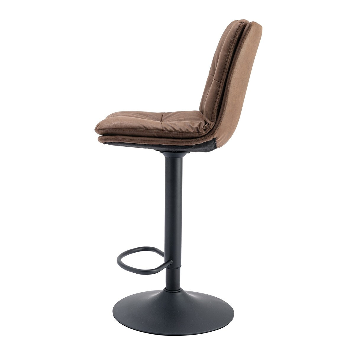 Set of 2, Hight Adjustable Upholstered Swivel Barstools with Ergonomic Backrest, Footrest and Black Metal Leg