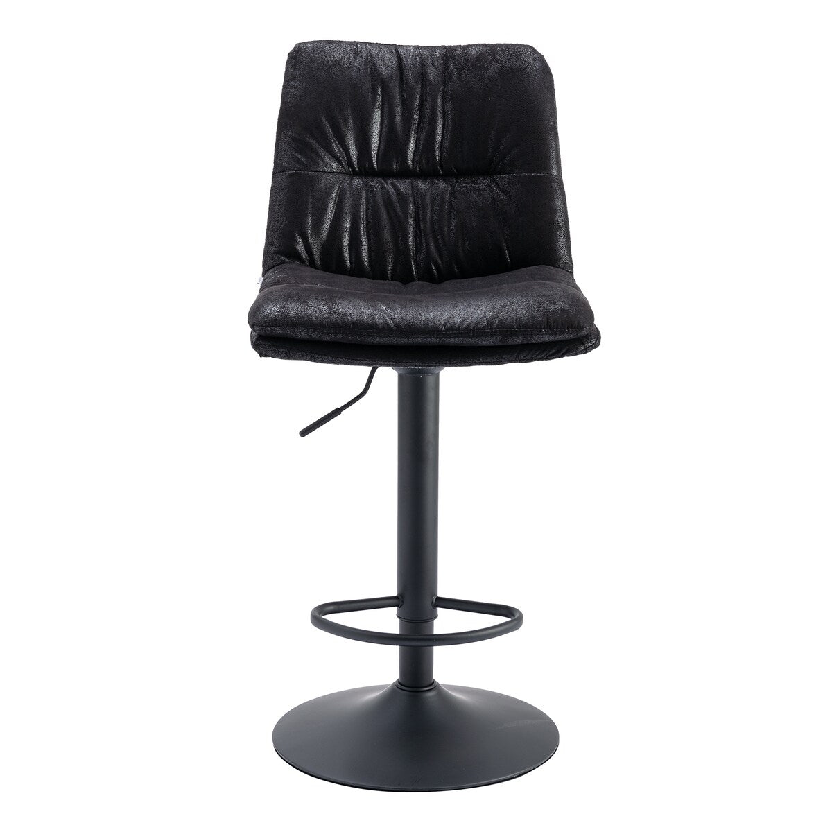 Set of 2, Hight Adjustable Upholstered Swivel Barstools with Ergonomic Backrest, Footrest and Black Metal Leg