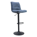 Set of 2, Hight Adjustable Upholstered Swivel Barstools with Ergonomic Backrest, Footrest and Black Metal Leg