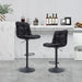 Set of 2, Hight Adjustable Upholstered Swivel Barstools with Ergonomic Backrest, Footrest and Black Metal Leg