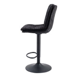 Set of 2, Hight Adjustable Upholstered Swivel Barstools with Ergonomic Backrest, Footrest and Black Metal Leg