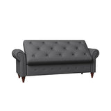 Storage Bench with Rolled Arm, Button Tufted Padded Seat and Solid Wood Frame for Living Room Bedroom