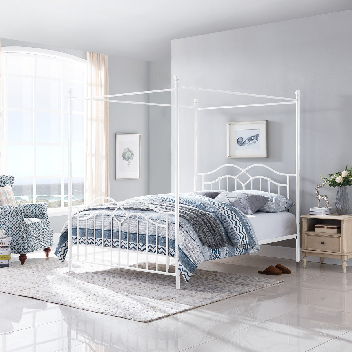 Earhart Metal Queen Canopy Platform Bed by Christopher Knight Home