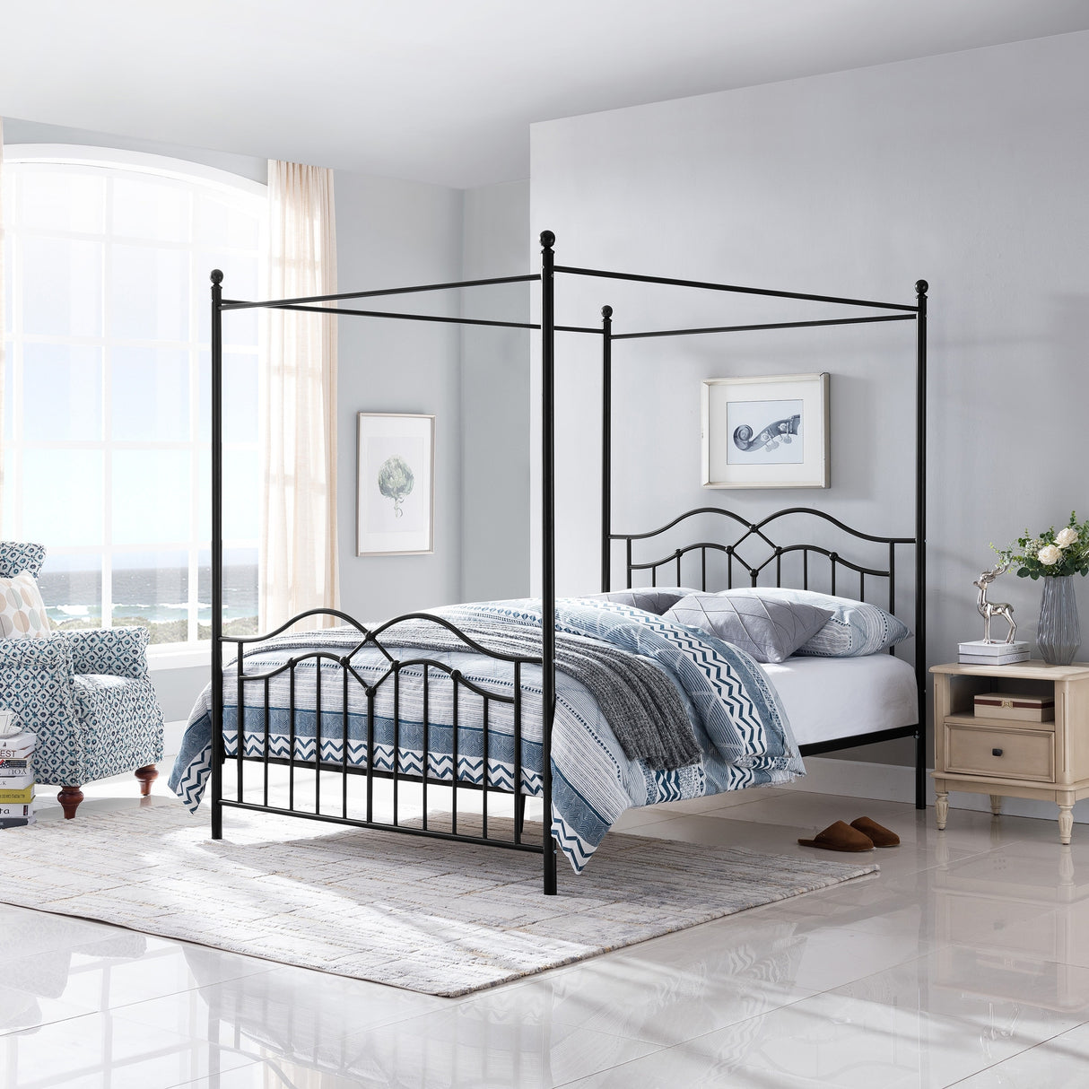 Earhart Metal Queen Canopy Platform Bed by Christopher Knight Home