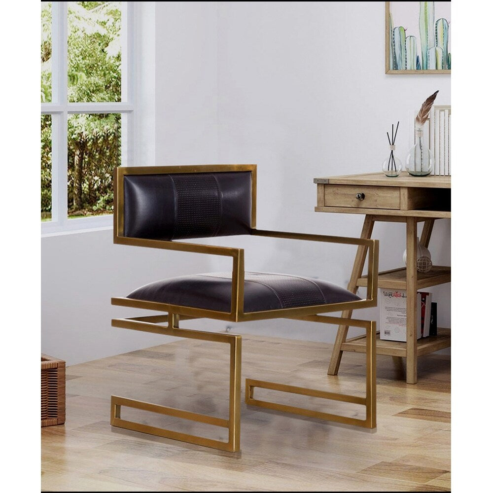 Earlene Leather Armchair - 22"L x 22"W x 30.25"H