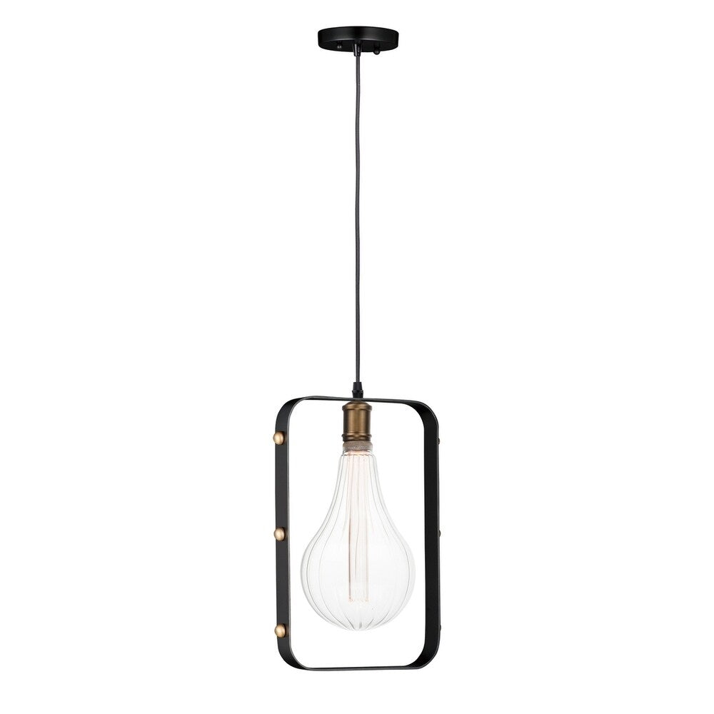 Early Electric 1-Light Pendant with A52 LED Bulb - black / antique brass