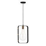 Early Electric 1-Light Pendant with A52 LED Bulb - black / antique brass