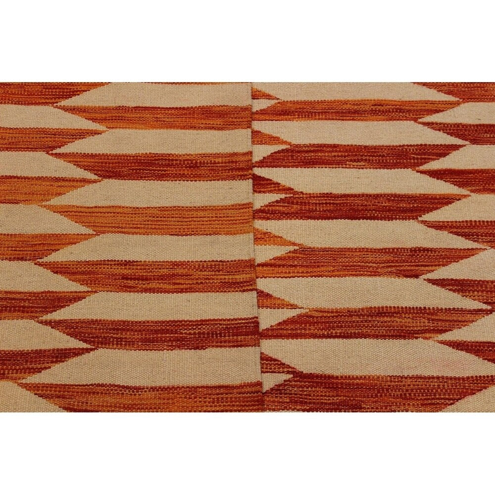Earnesti Rust/Beige Hand-Woven Kilim Wool Rug - 6'5 x 9'10 - 6'5" x 9'10" - 6'5" x 9'10"