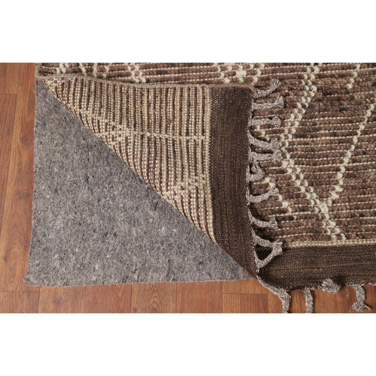 Earth Tone Brown Moroccan Area Rug Hand-Knotted Wool Carpet - 8'10" x 12'3"