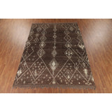 Earth Tone Brown Moroccan Area Rug Hand-Knotted Wool Carpet - 8'10" x 12'3"
