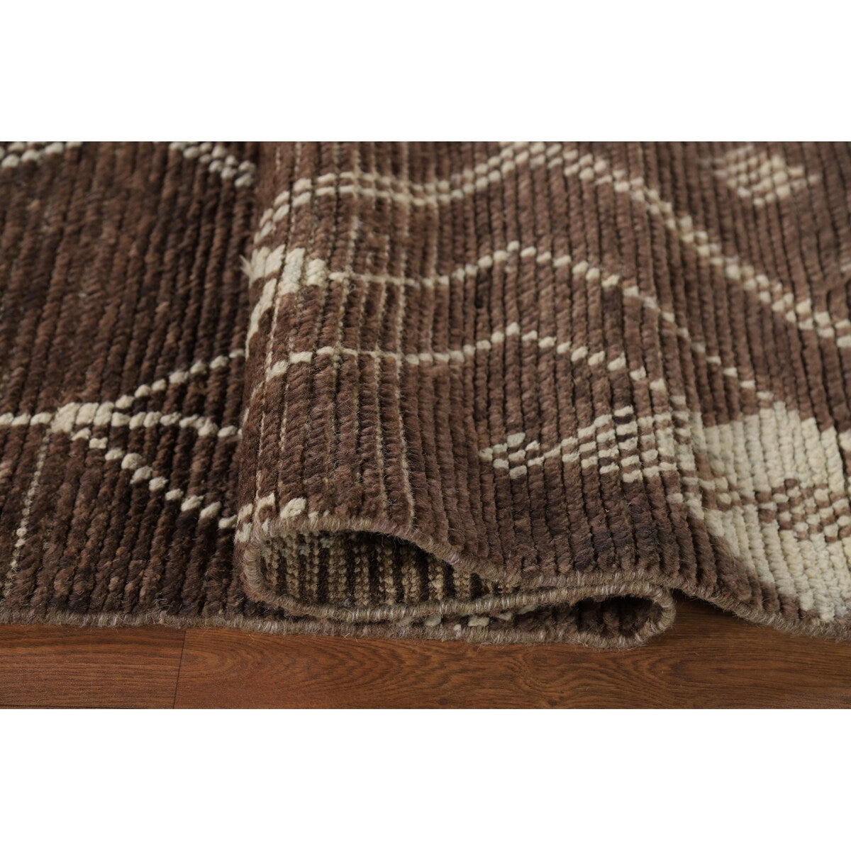 Earth Tone Brown Moroccan Area Rug Hand-Knotted Wool Carpet - 8'10" x 12'3"