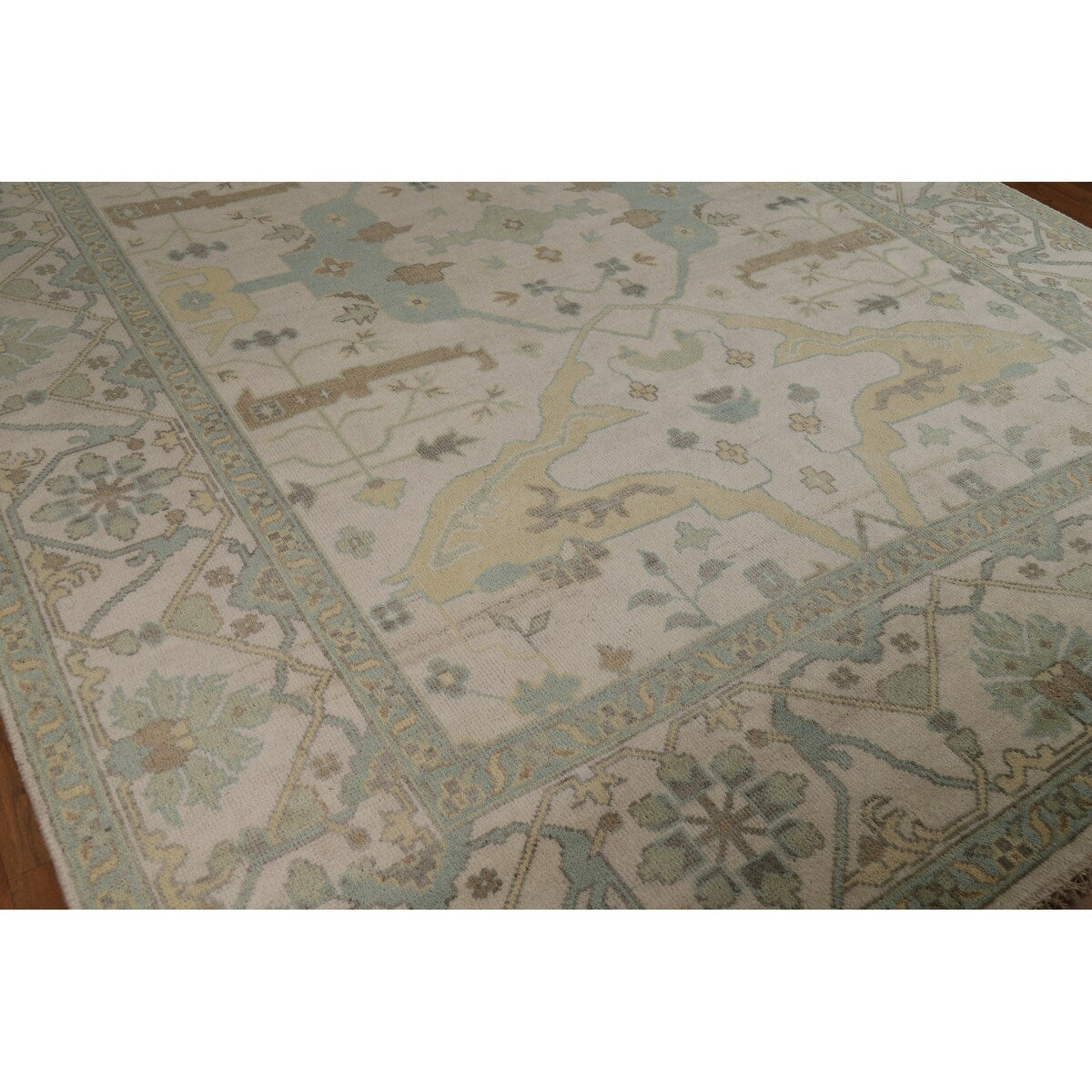 Earth Tone Oushak Indian Area Rug Bedroom Handmade Wool Carpet - 9'0" x 12'0"