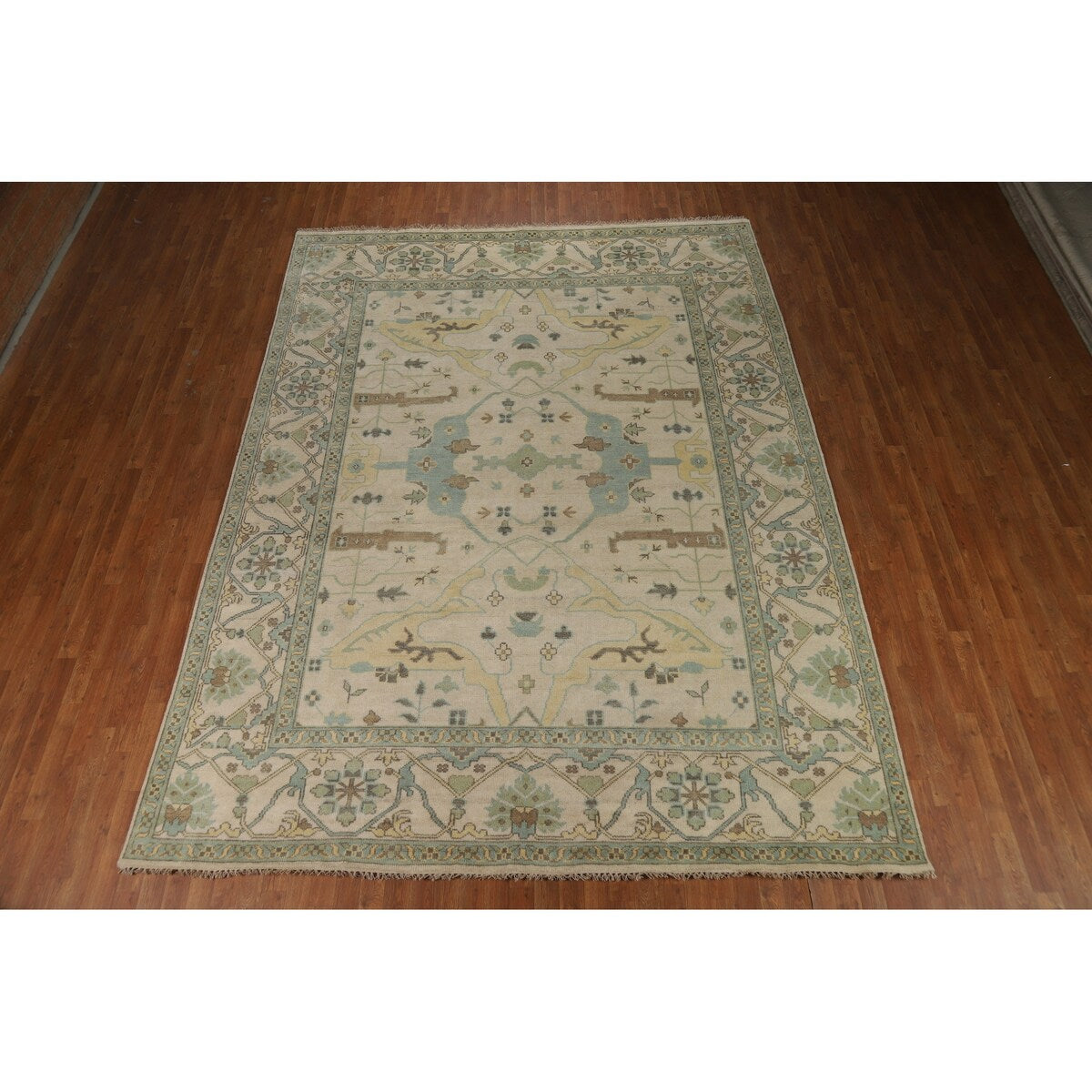 Earth Tone Oushak Indian Area Rug Bedroom Handmade Wool Carpet - 9'0" x 12'0"