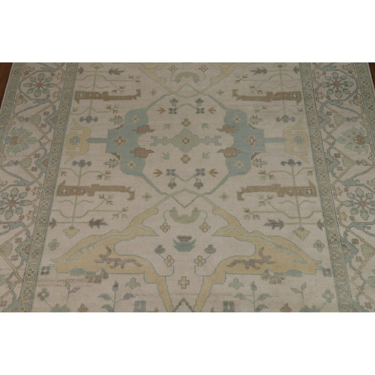 Earth Tone Oushak Indian Area Rug Bedroom Handmade Wool Carpet - 9'0" x 12'0"