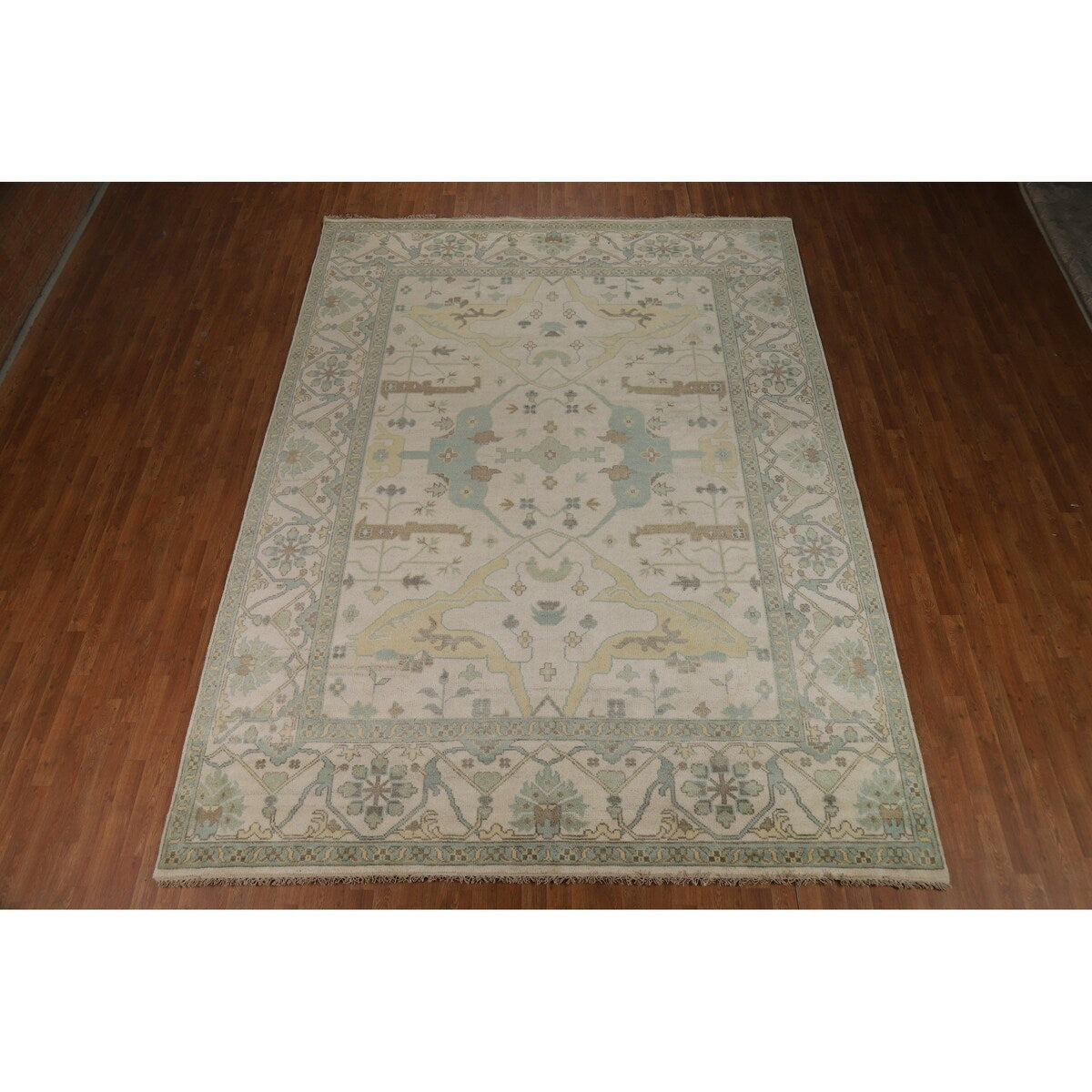 Earth Tone Oushak Indian Area Rug Bedroom Handmade Wool Carpet - 9'0" x 12'0"