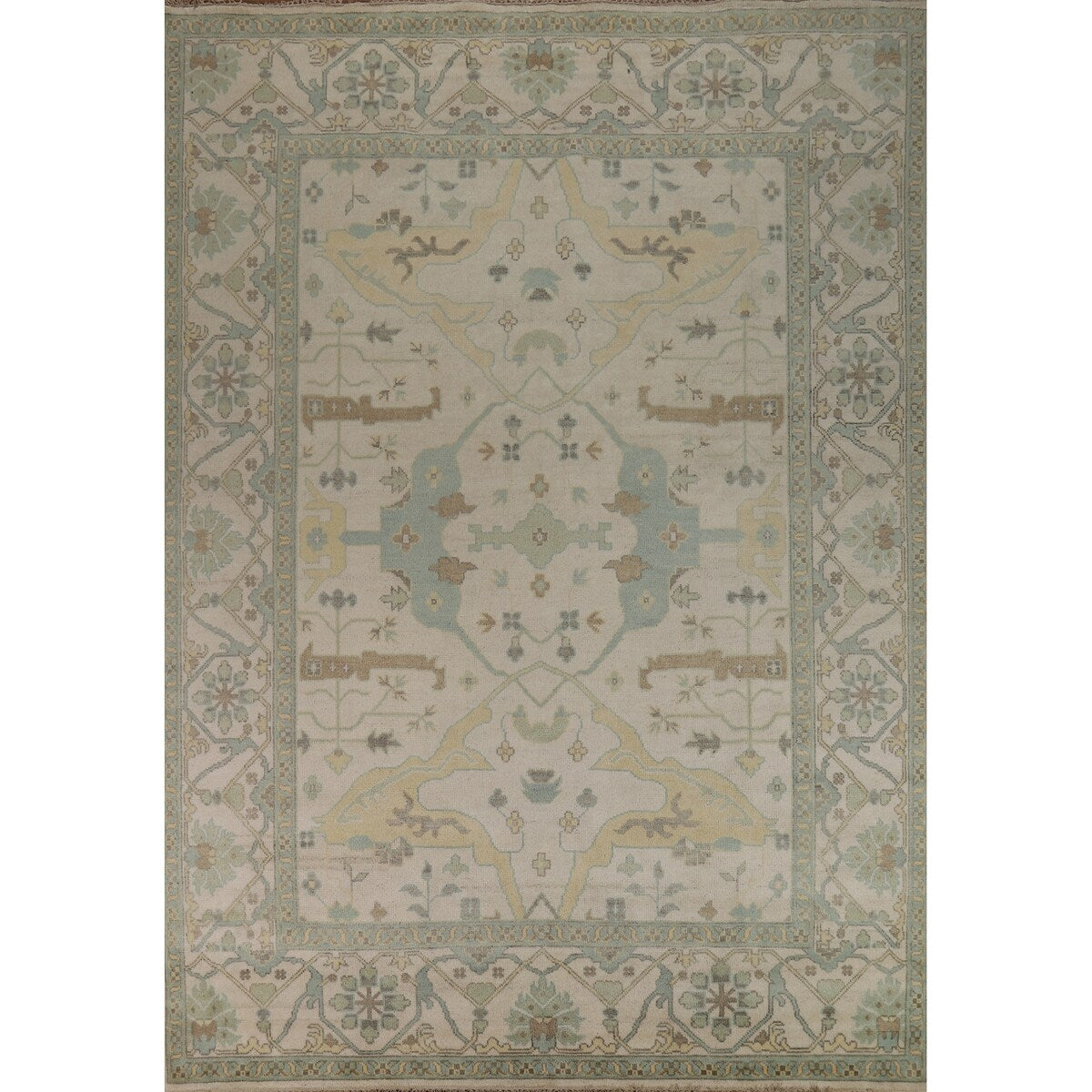 Earth Tone Oushak Indian Area Rug Bedroom Handmade Wool Carpet - 9'0" x 12'0"