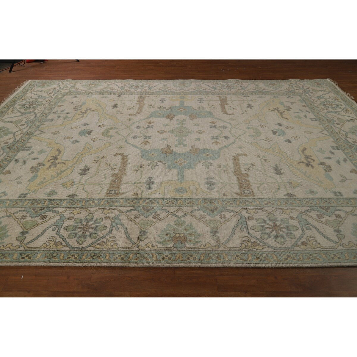 Earth Tone Oushak Indian Area Rug Bedroom Handmade Wool Carpet - 9'0" x 12'0"
