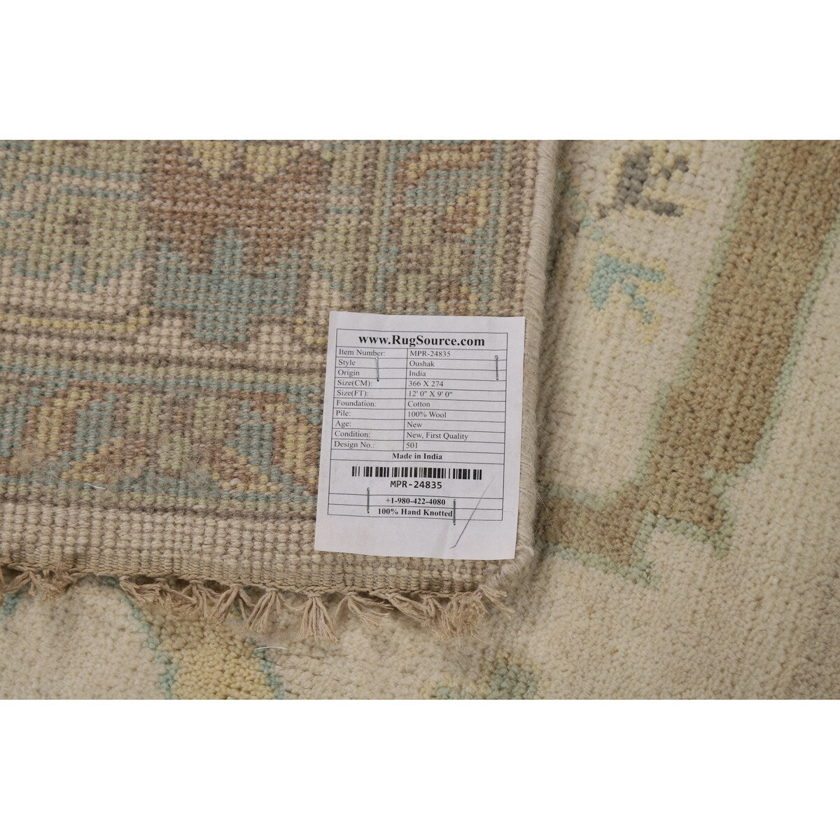 Earth Tone Oushak Indian Area Rug Bedroom Handmade Wool Carpet - 9'0" x 12'0"
