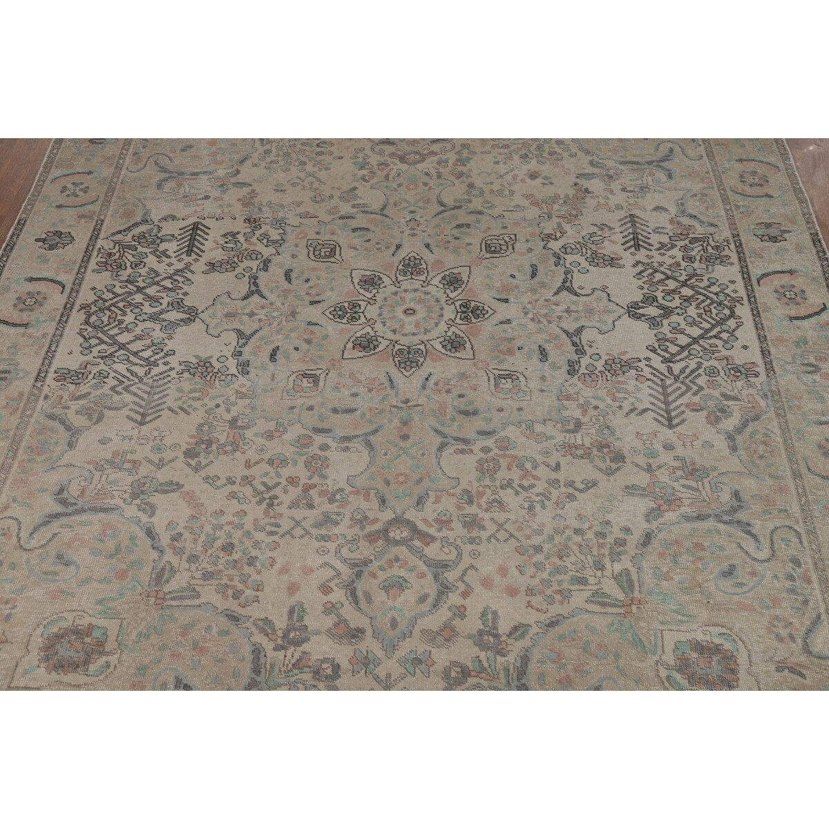 Earth Tone Tabriz Persian Area Rug Hand-Knotted Wool Carpet - 7'7"x 10'4"