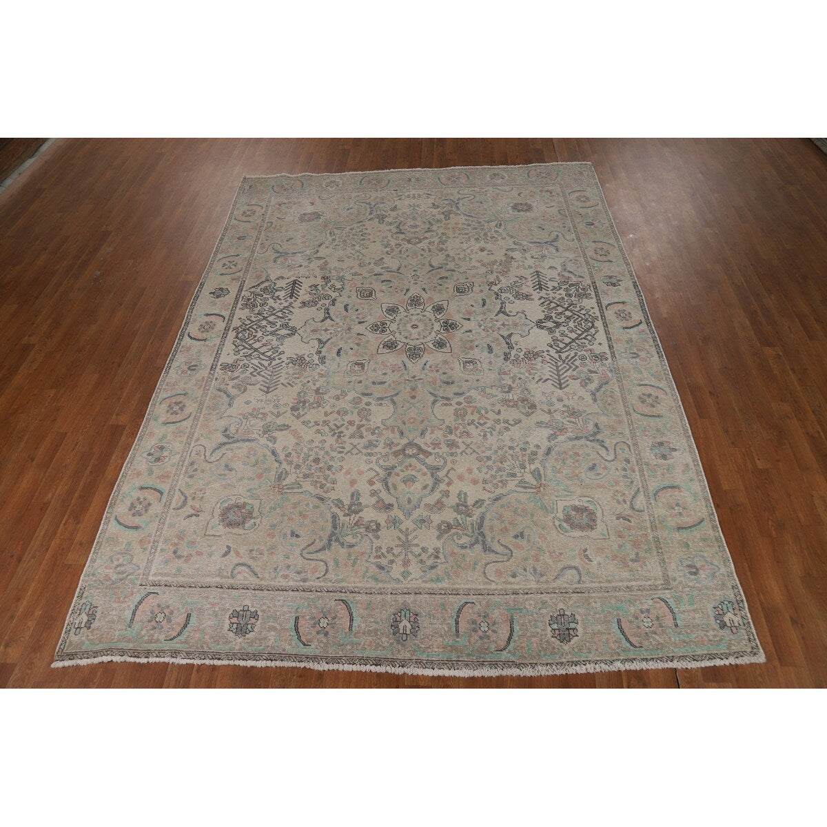 Earth Tone Tabriz Persian Area Rug Hand-Knotted Wool Carpet - 7'7"x 10'4"