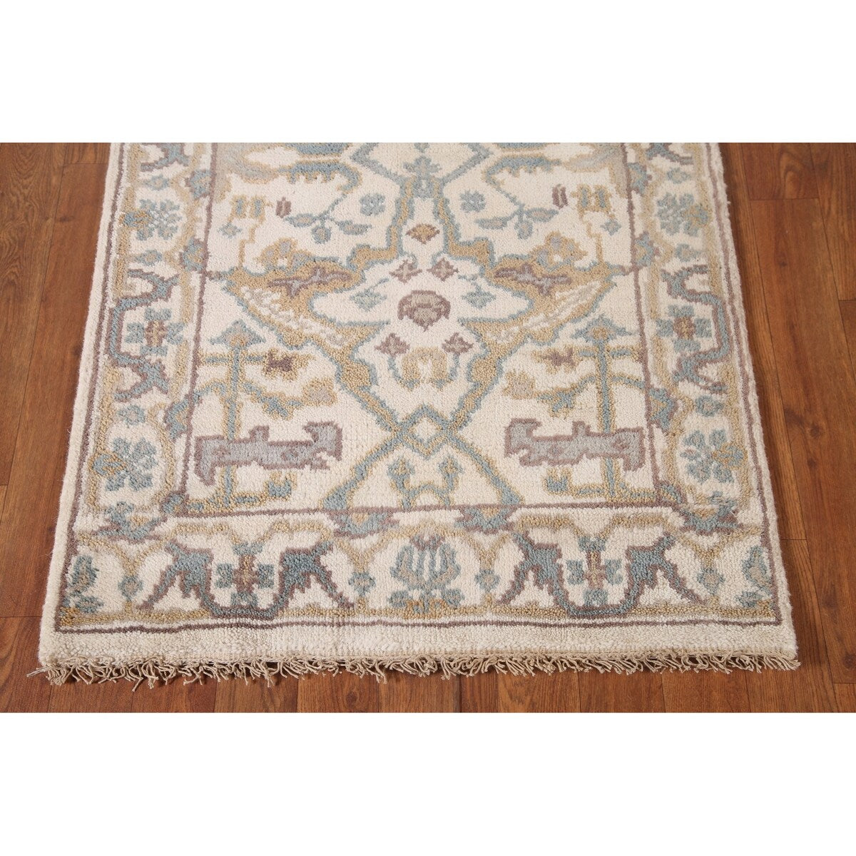Earth Tone Transitional Oushak Runner Rug Hand-Knotted Wool Carpet - 2'7"x 11'10"