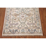 Earth Tone Transitional Oushak Runner Rug Hand-Knotted Wool Carpet - 2'7"x 11'10"