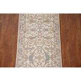 Earth Tone Transitional Oushak Runner Rug Hand-Knotted Wool Carpet - 2'7"x 11'10"