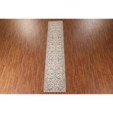 Earth Tone Transitional Oushak Runner Rug Hand-Knotted Wool Carpet - 2'7"x 11'10"
