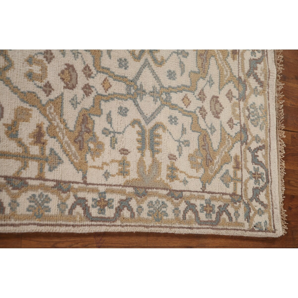 Earth Tone Transitional Oushak Runner Rug Hand-Knotted Wool Carpet - 2'7"x 11'10"