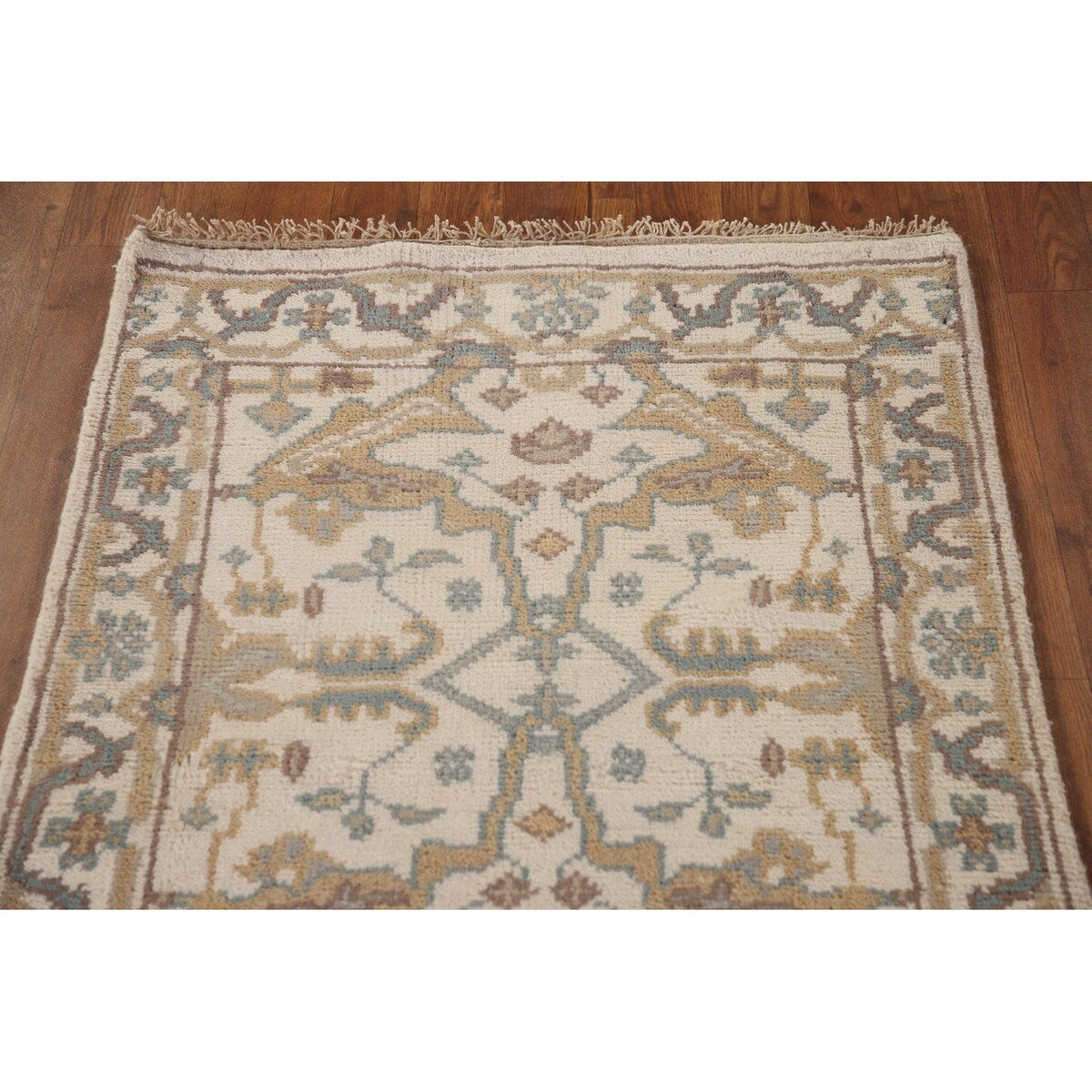 Earth Tone Transitional Oushak Runner Rug Hand-Knotted Wool Carpet - 2'7"x 11'10"