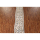 Earth Tone Transitional Oushak Runner Rug Hand-Knotted Wool Carpet - 2'7"x 11'10"