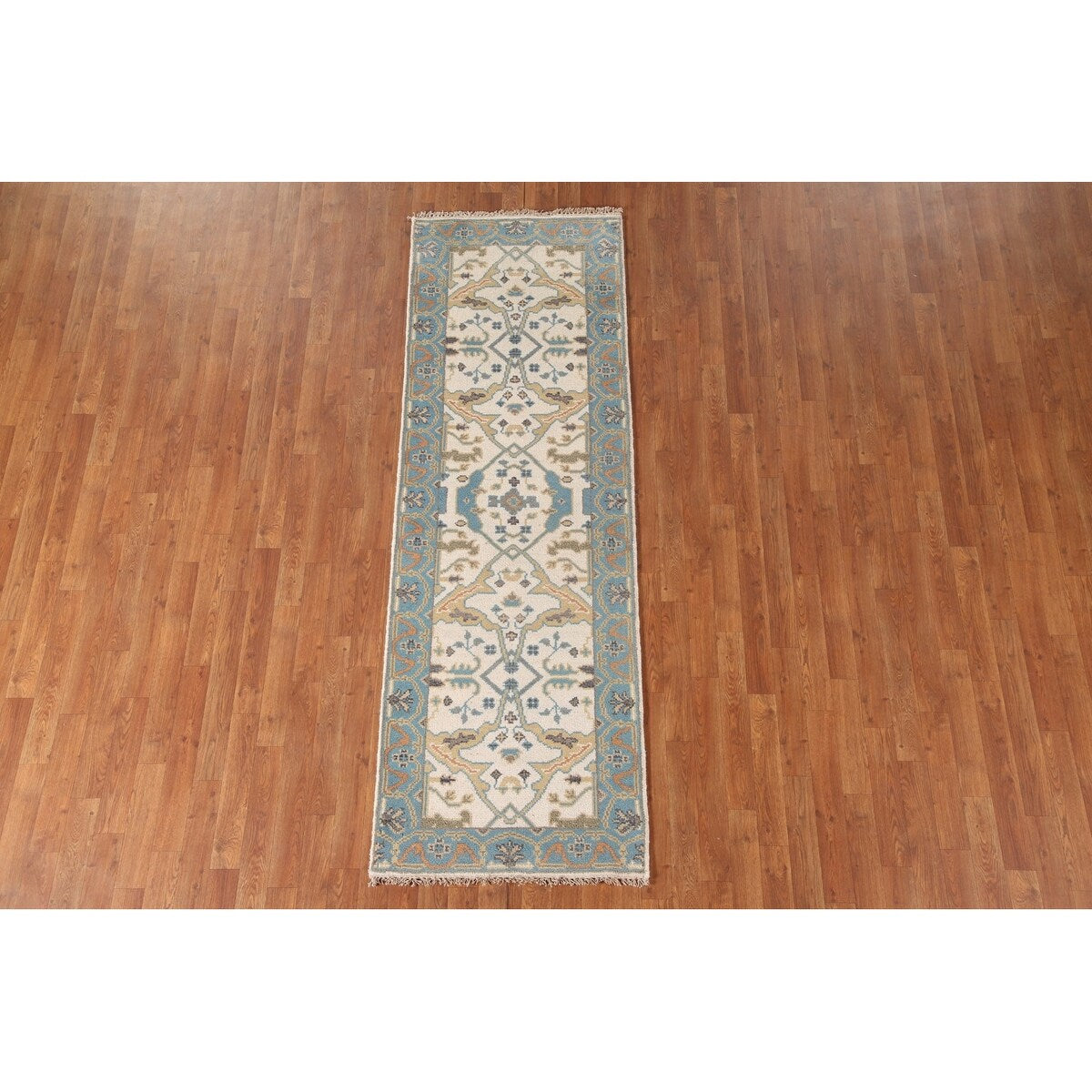 Earth Tone Transitional Oushak Runner Rug Handmade Wool Carpet - 2'6"x 7'10"