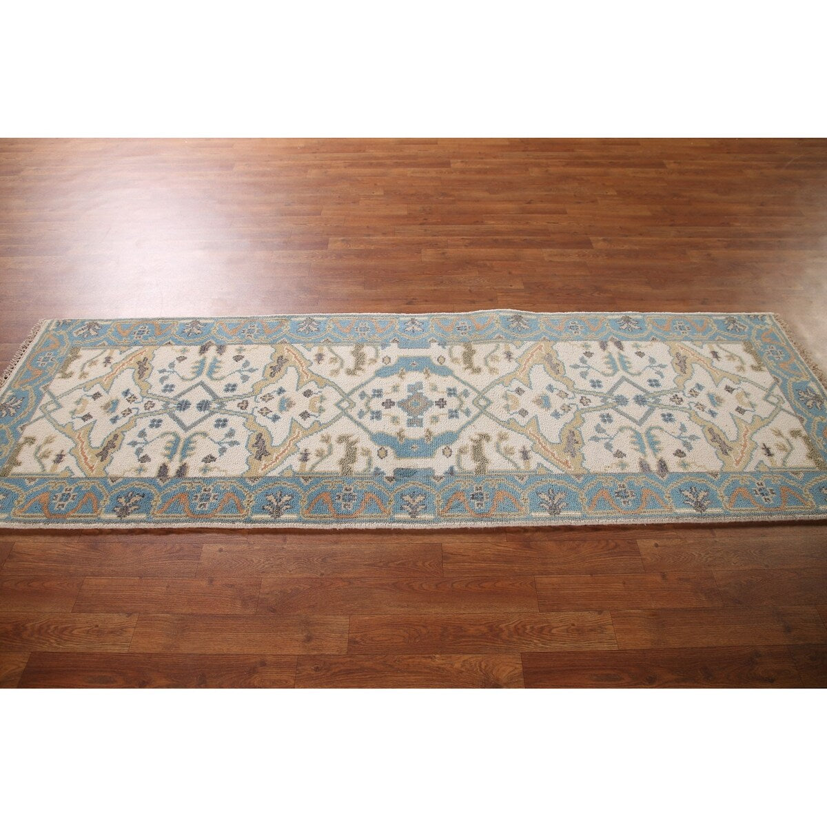 Earth Tone Transitional Oushak Runner Rug Handmade Wool Carpet - 2'6"x 7'10"