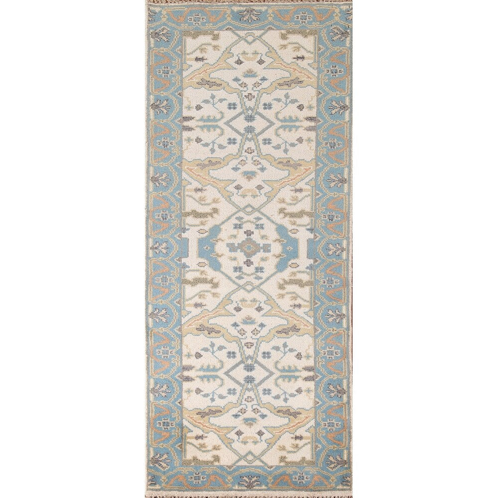 Earth Tone Transitional Oushak Runner Rug Handmade Wool Carpet - 2'6"x 7'10"