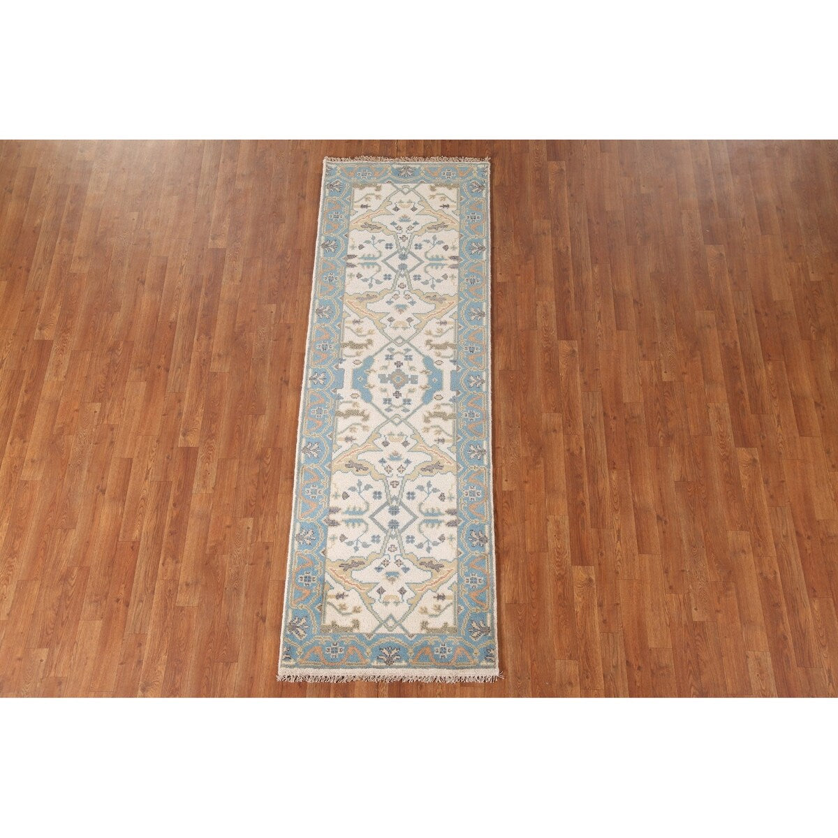 Earth Tone Transitional Oushak Runner Rug Handmade Wool Carpet - 2'6"x 7'10"